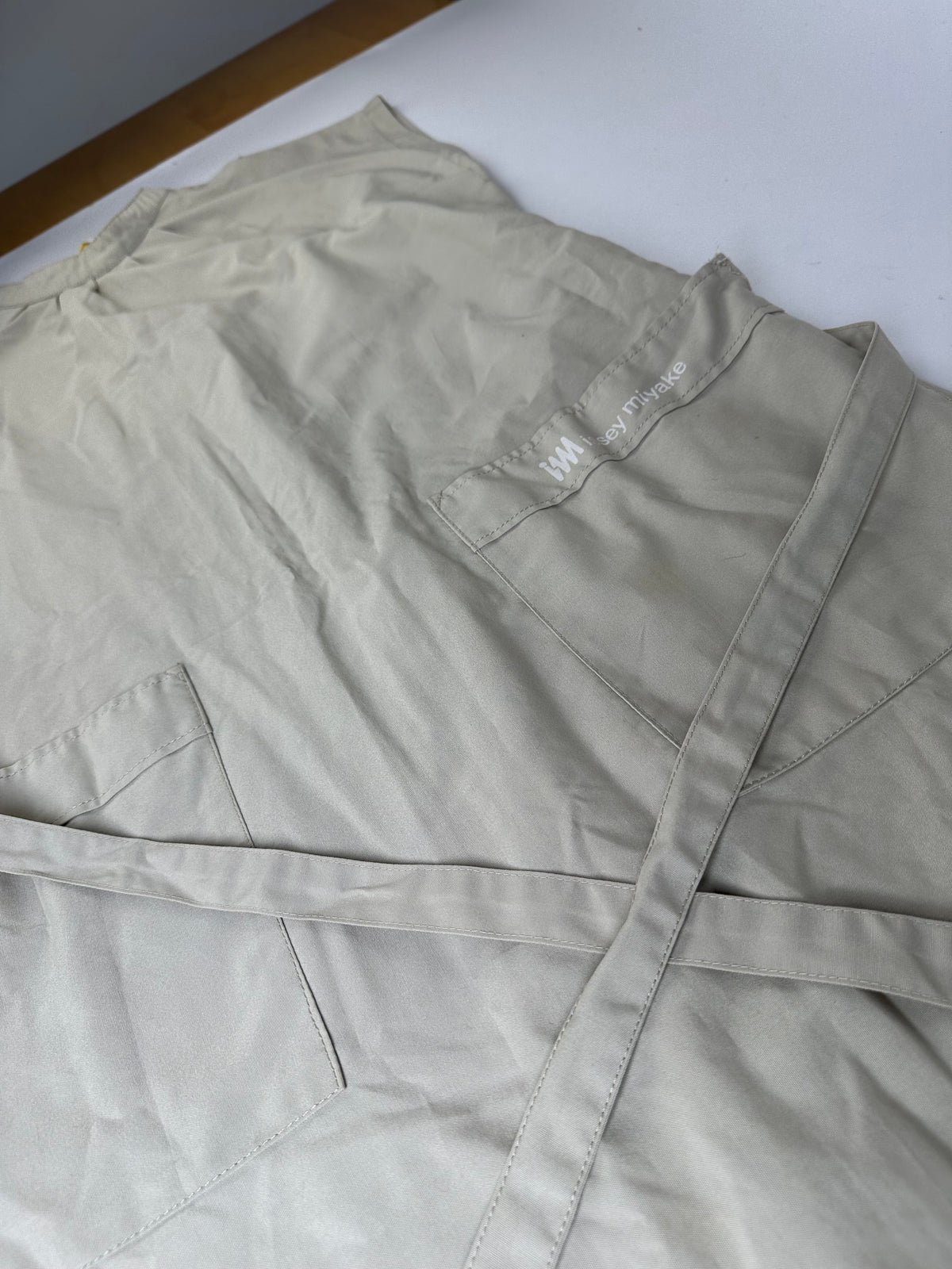 Vintage Issey Miyake Belted Dress c. Late 1980s Light Beige L
