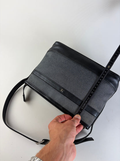 Vintage Courreges Structured Shoulder Bag Black Grey Blue