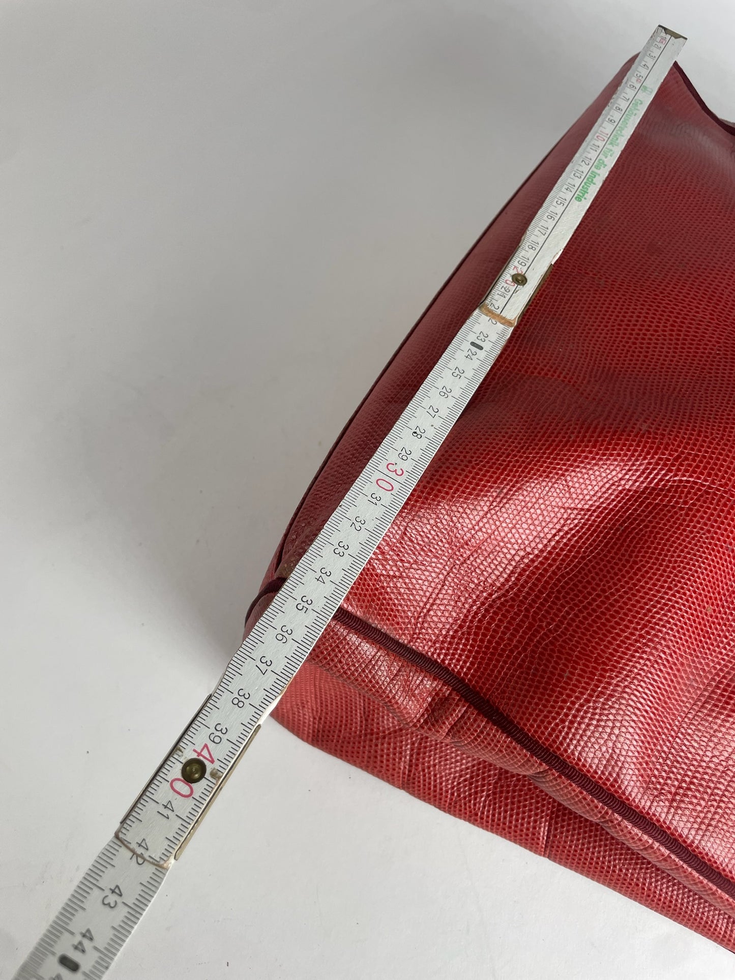 Vintage Salvatore Ferragamo Snake Emblossed Leather Handbag Red