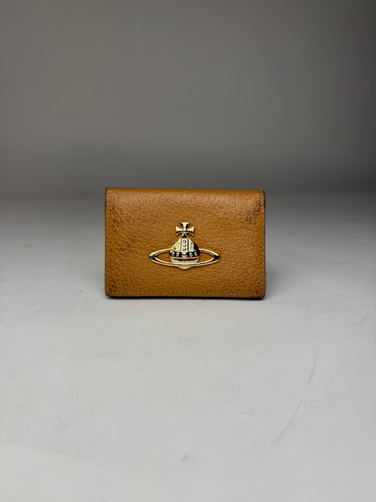 Vintage Vivienne Westwood Flapable Leather Card Holder Camel