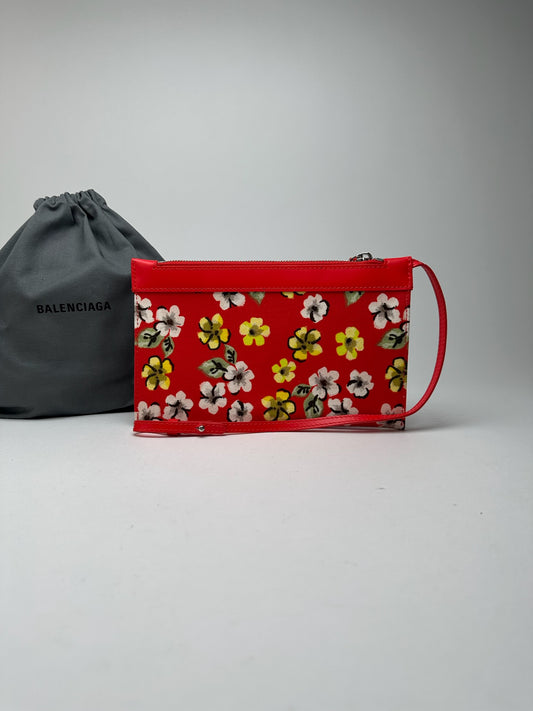 Vintage Balenciaga canvas clutch floral red