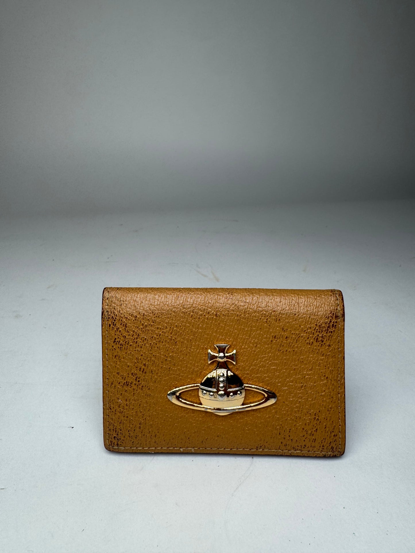 Vintage Vivienne Westwood Flapable Leather Card Holder Camel