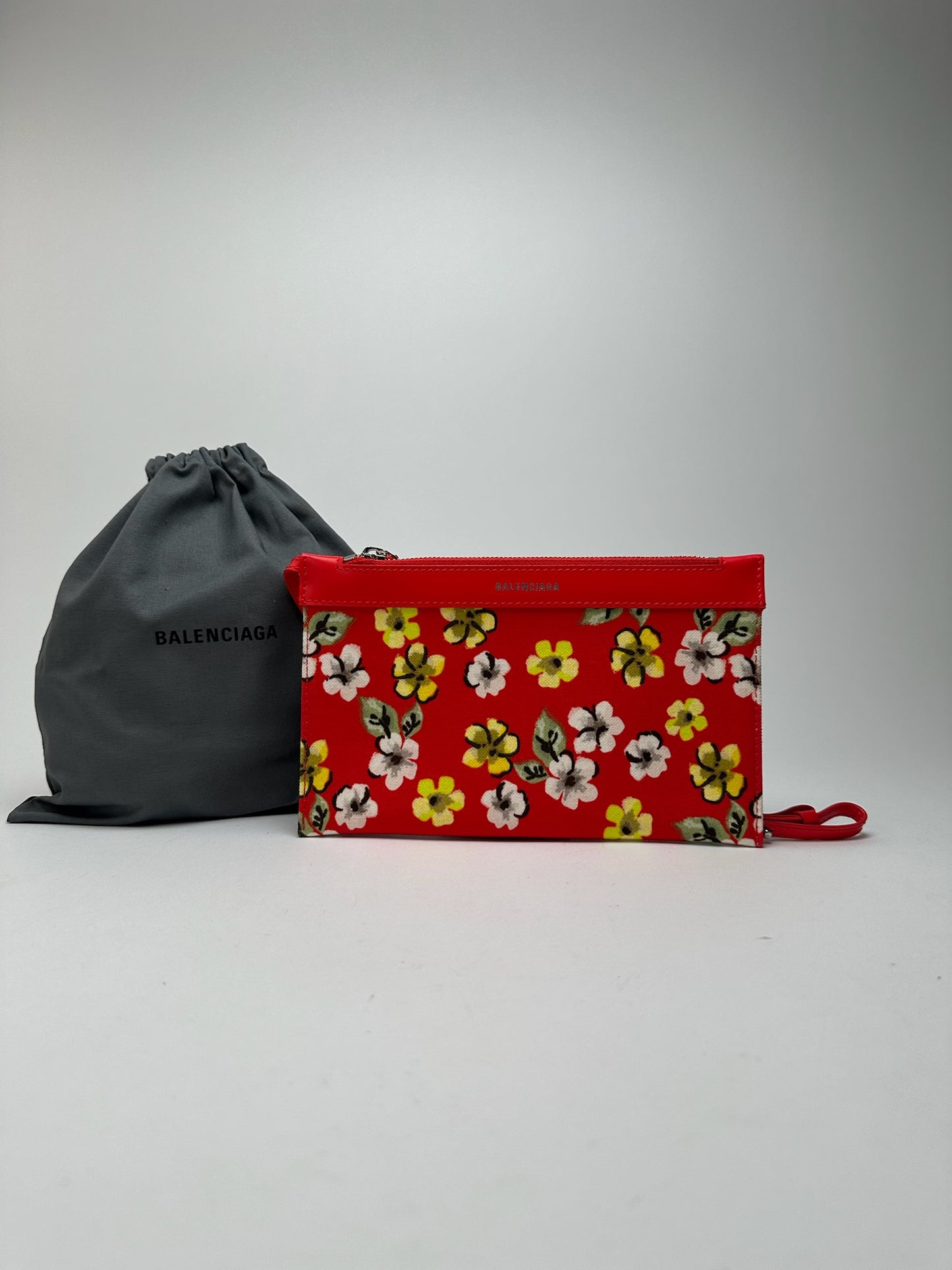 Vintage Balenciaga canvas clutch floral red