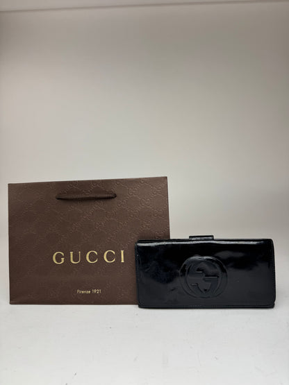 Vintage Gucci GG patent leather wallet black