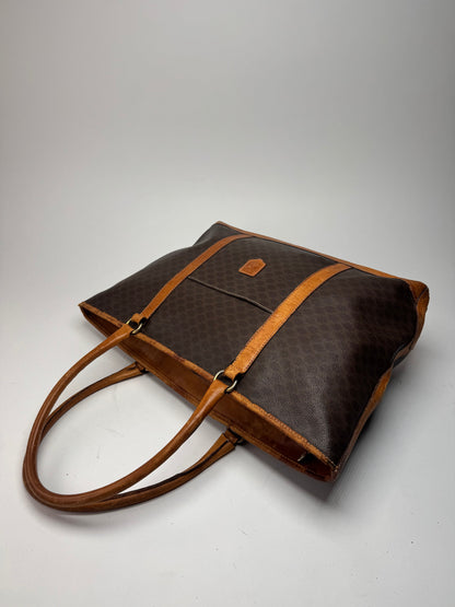 Vintage Celine Paris Triomphe Monogram Leather Bag brown