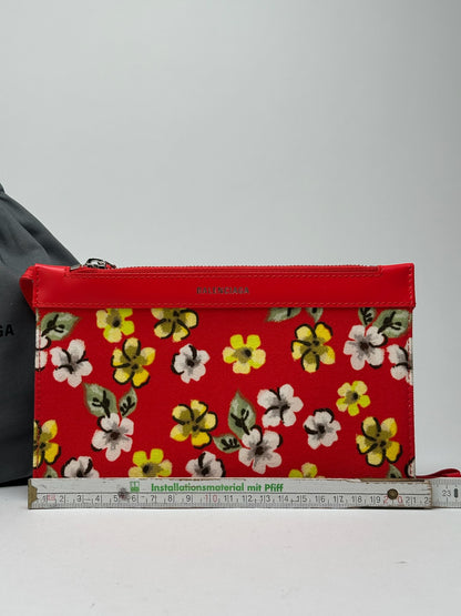 Vintage Balenciaga canvas clutch floral red