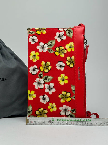 Vintage Balenciaga canvas clutch floral red