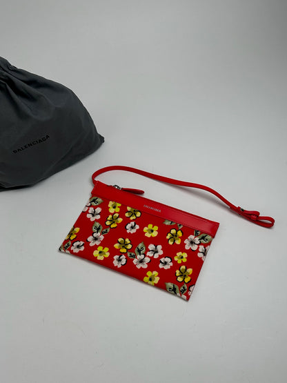 Vintage Balenciaga canvas clutch floral red