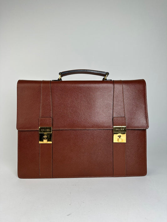 Vintage Celine Smooth Briefcase Brown