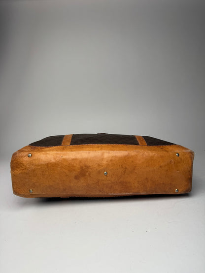 Vintage Celine Paris Triomphe Monogram Leather Bag brown