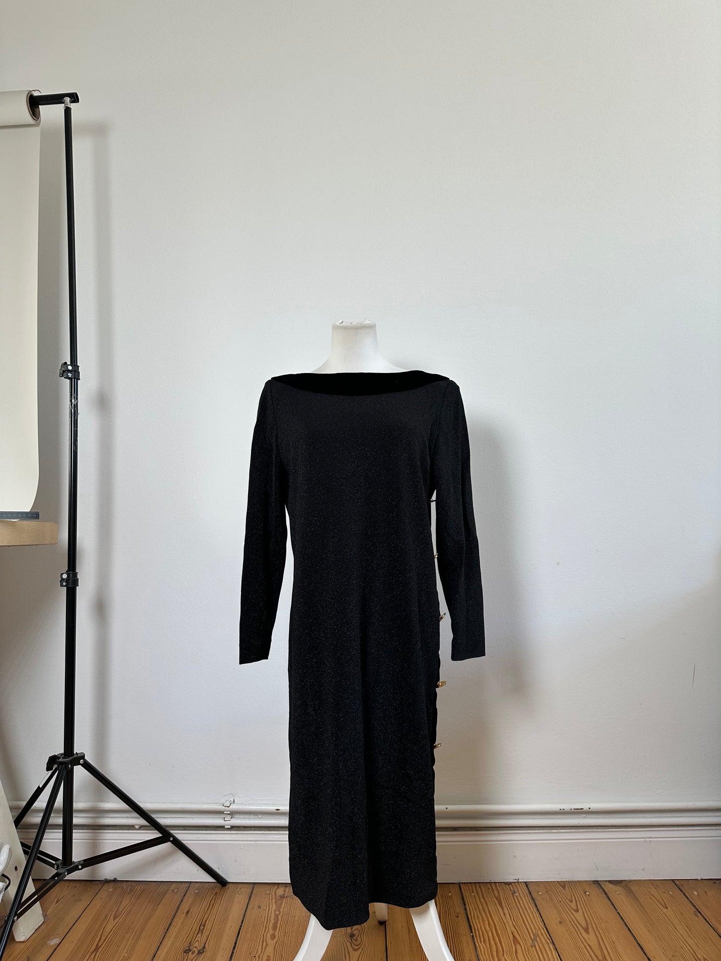Vintage Givenchy Velvet Panel Dress Black M