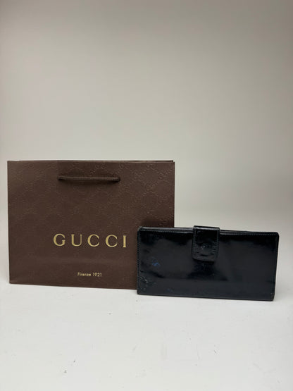 Vintage Gucci GG patent leather wallet black