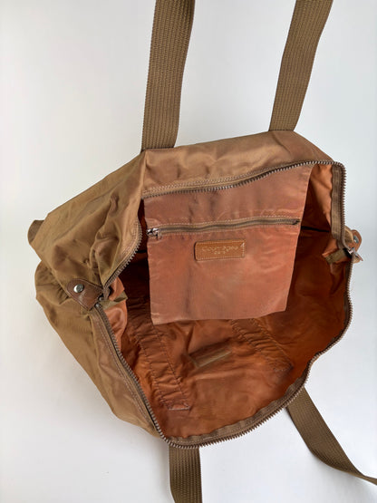 Vintage Courrèges Nylon Tote Bag Late 1990s Brown Orange