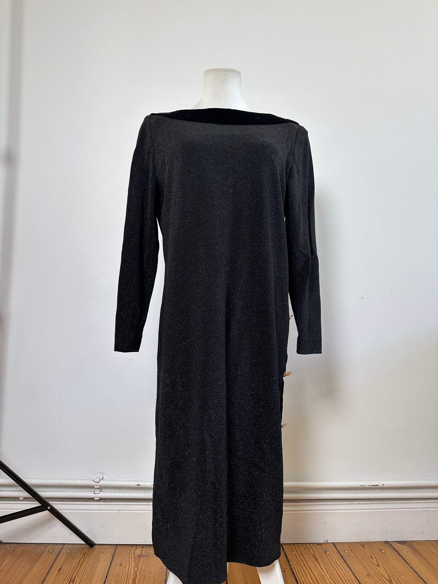 Vintage Givenchy Velvet Panel Dress Black M