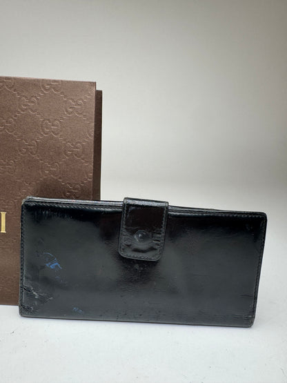 Vintage Gucci GG patent leather wallet black