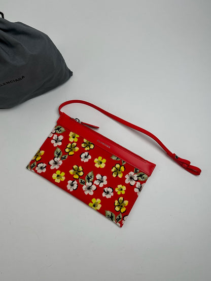 Vintage Balenciaga canvas clutch floral red