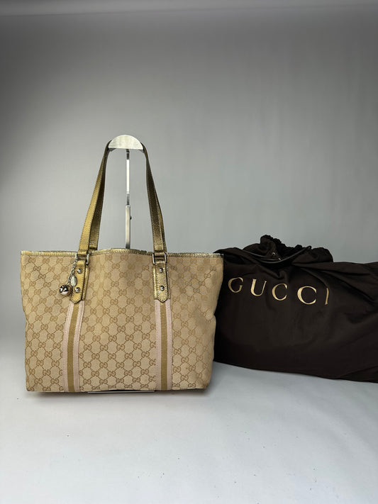 Vintage Gucci GG Canvas Tote Early 2000s Beige Brown