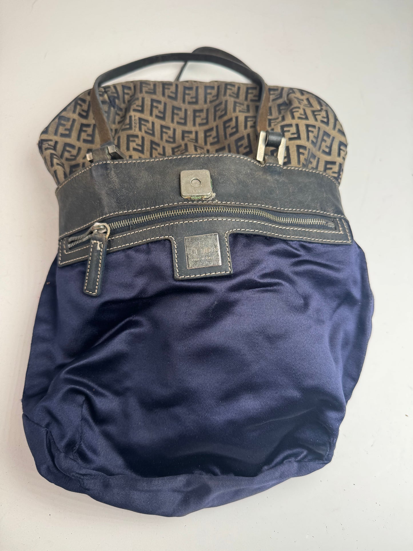 Vintage Fendi FF monogram leather Canvas Bag black brown