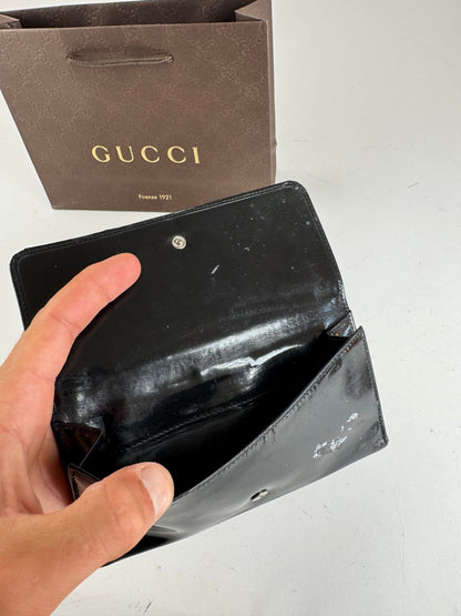 Vintage Gucci GG patent leather wallet black