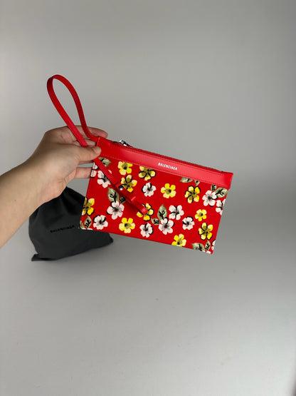Vintage Balenciaga canvas clutch floral red
