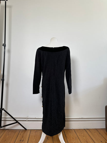 Vintage Givenchy Velvet Panel Dress Black M