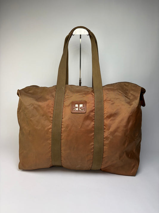 Vintage Courrèges Nylon Tote Bag Late 1990s Brown Orange