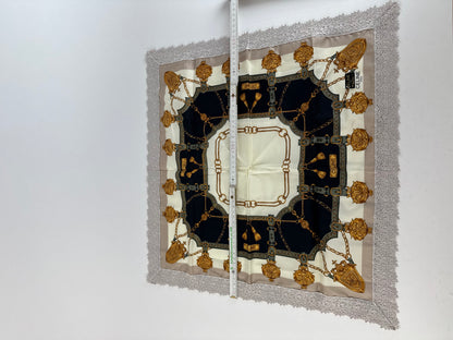 Vintage Celine Scarf grey white black gold