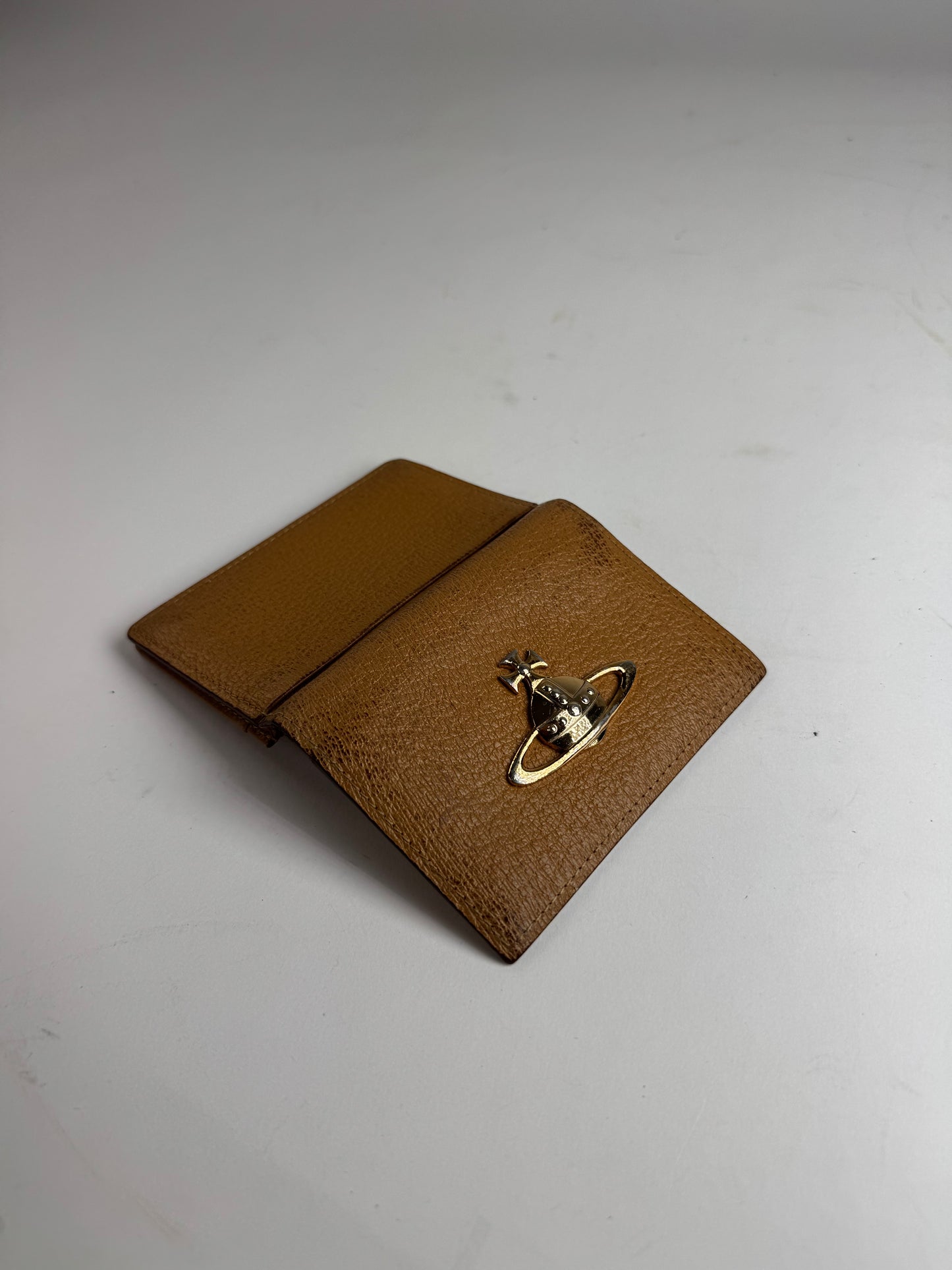 Vintage Vivienne Westwood Flapable Leather Card Holder Camel