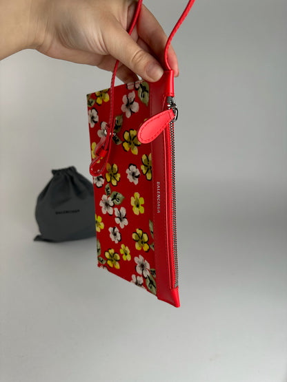 Vintage Balenciaga canvas clutch floral red