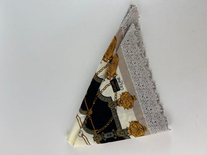 Vintage Celine Scarf grey white black gold