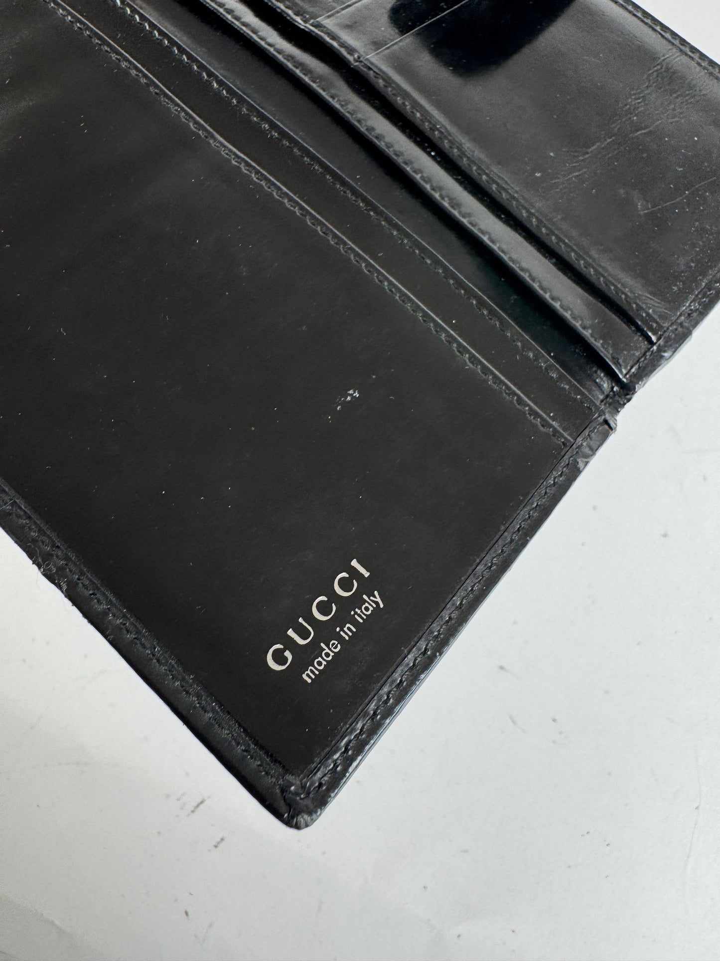 Vintage Gucci GG patent leather wallet black