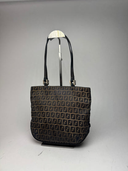 Vintage Fendi FF monogram leather Canvas Bag black brown
