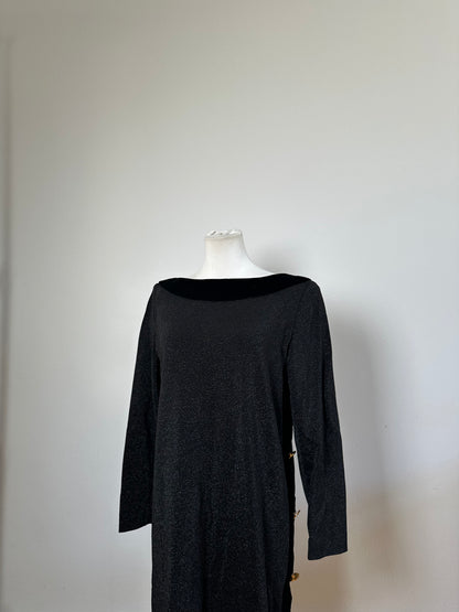 Vintage Givenchy Velvet Panel Dress Black M