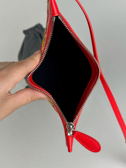 Vintage Balenciaga canvas clutch floral red