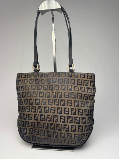 Vintage Fendi FF monogram leather Canvas Bag black brown