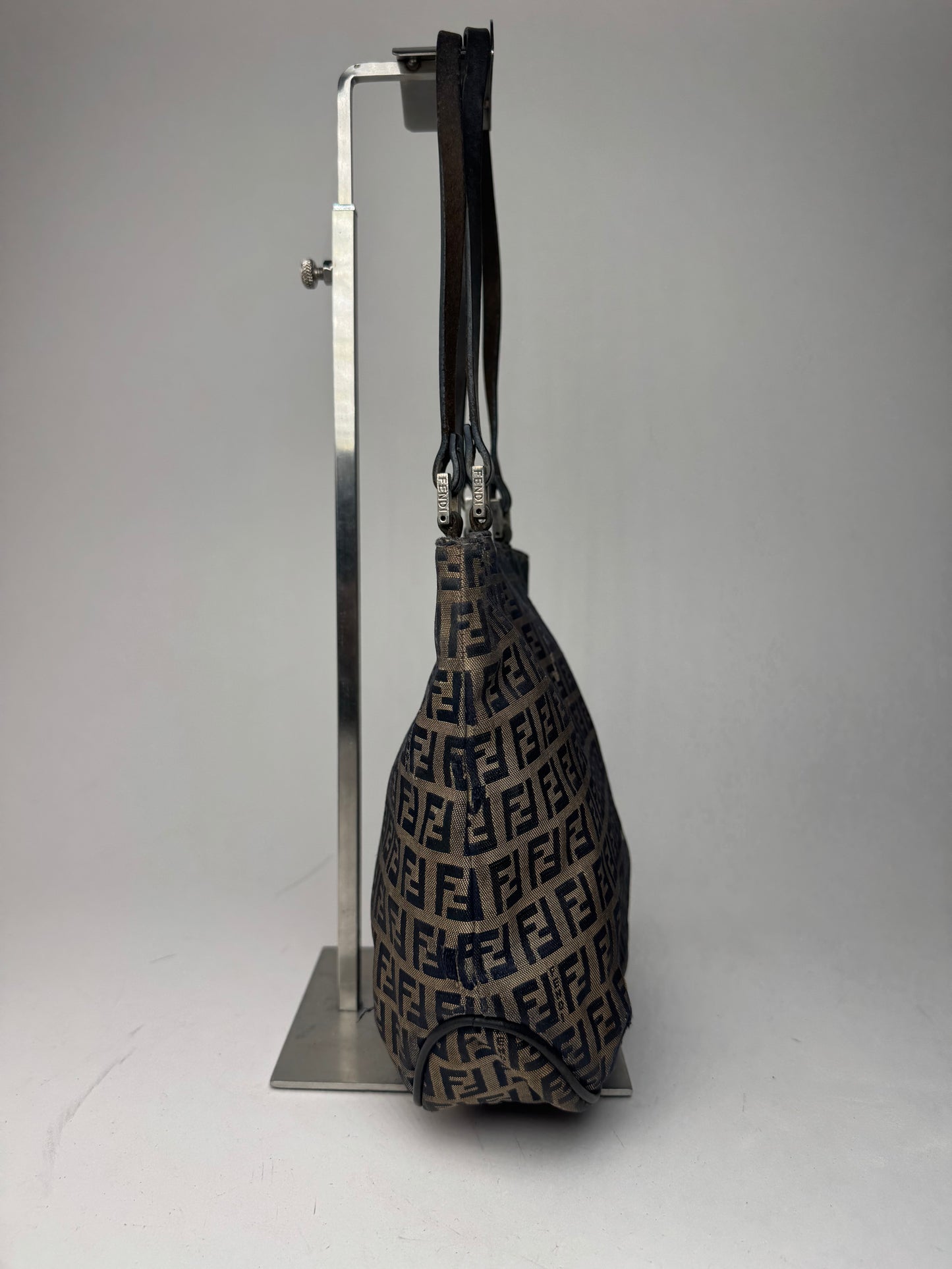 Vintage Fendi FF monogram leather Canvas Bag black brown