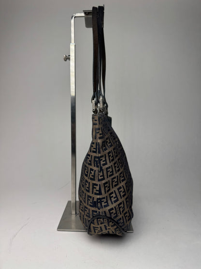 Vintage Fendi FF monogram leather Canvas Bag black brown