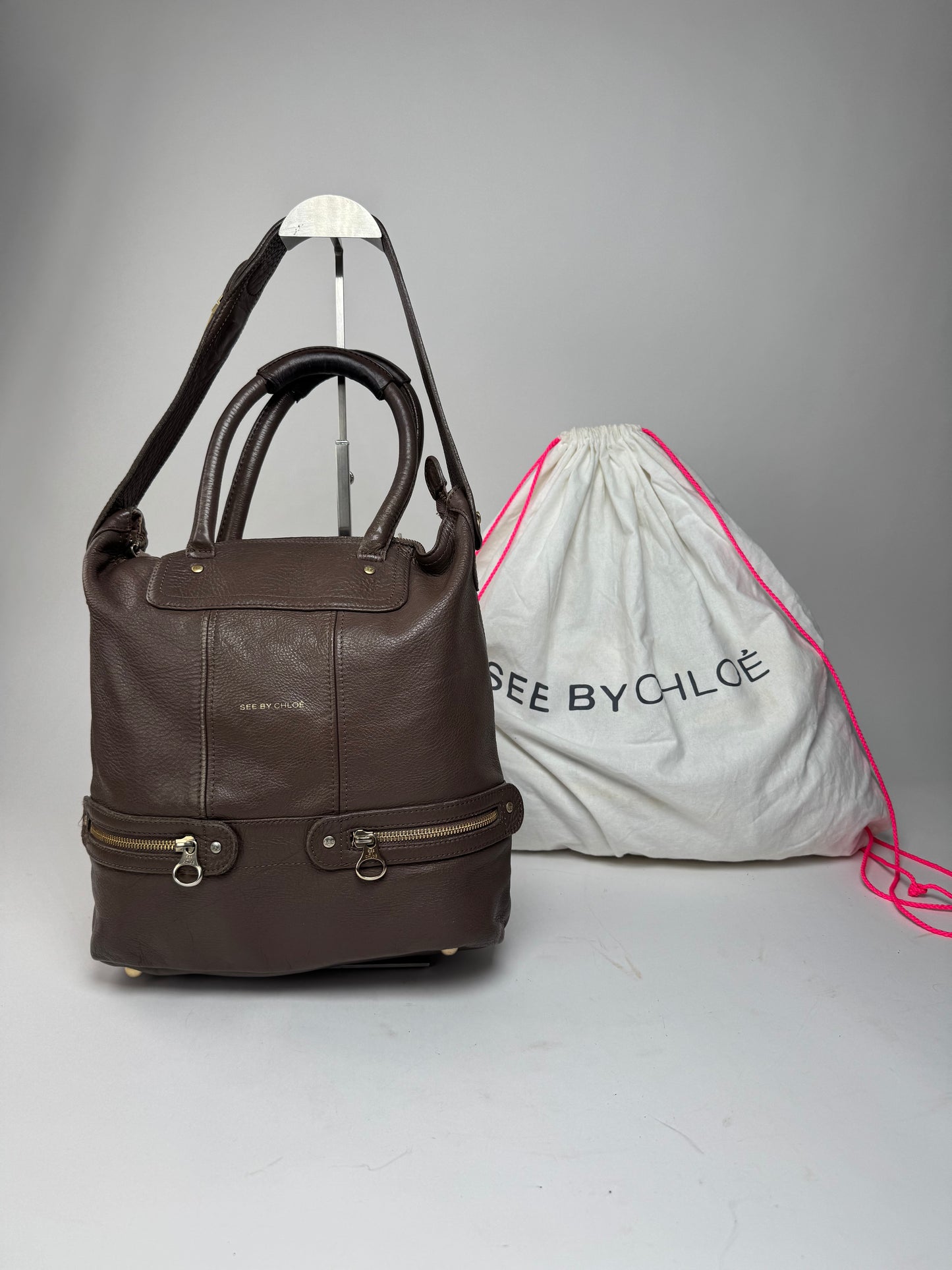 Vintage Chloe 2Way Leather Handbag Brown