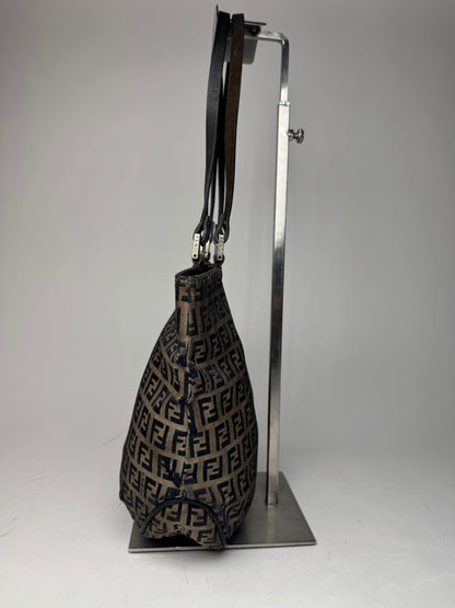 Vintage Fendi FF monogram leather Canvas Bag black brown