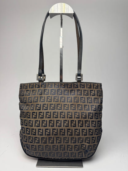 Vintage Fendi FF monogram leather Canvas Bag black brown