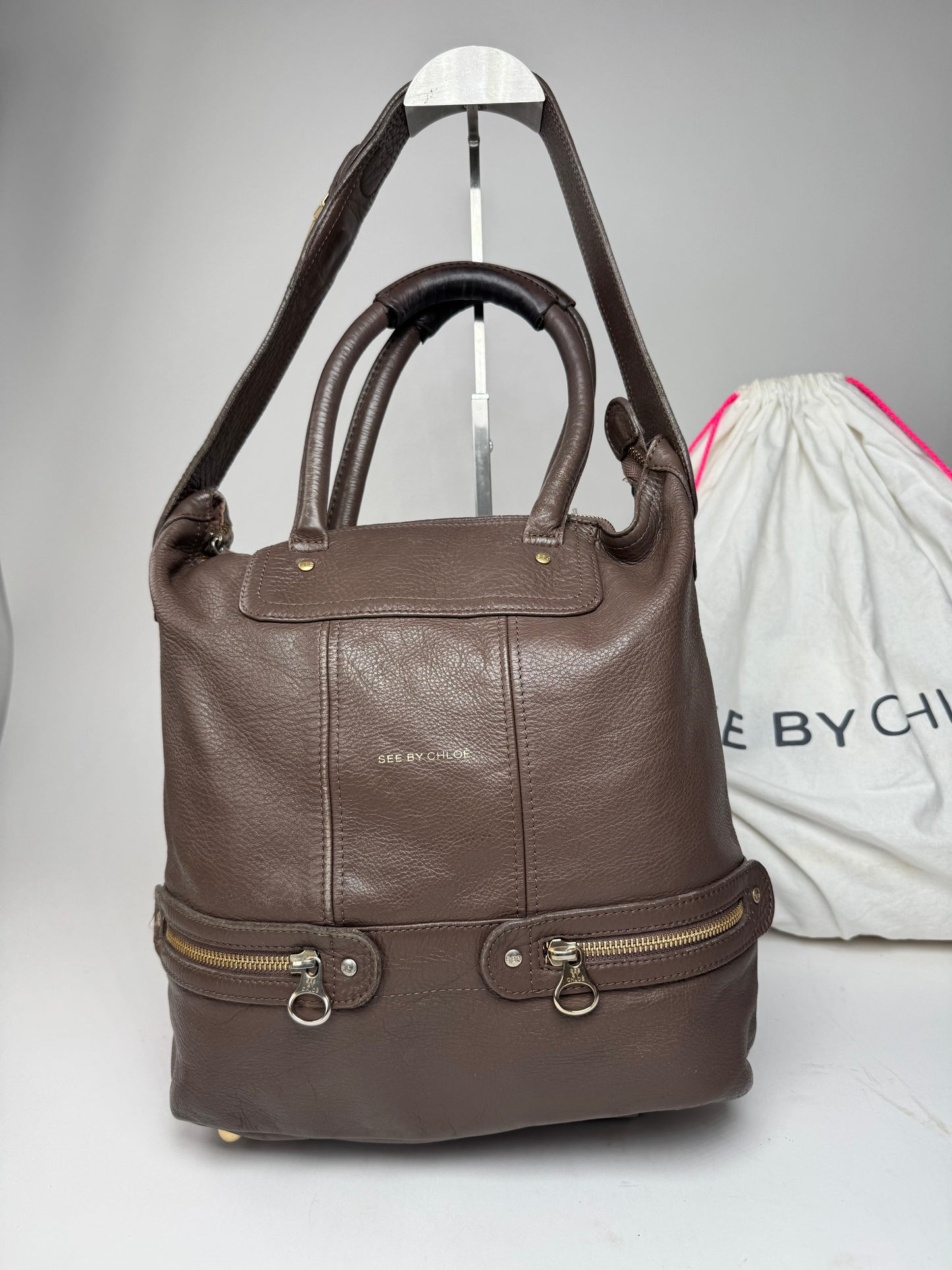 Vintage Chloe 2Way Leather Handbag Brown