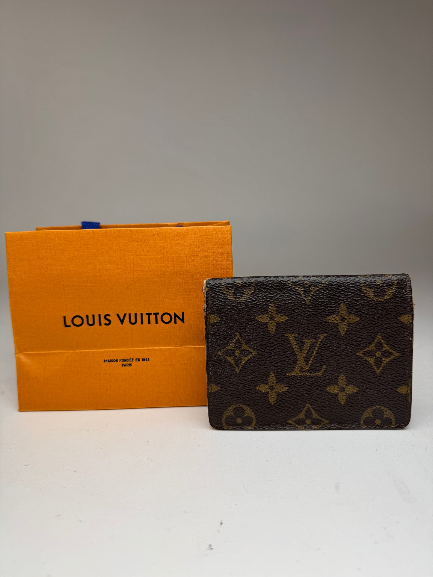 Vintage Louis Vuitton Leather monogram Card Holder Brown