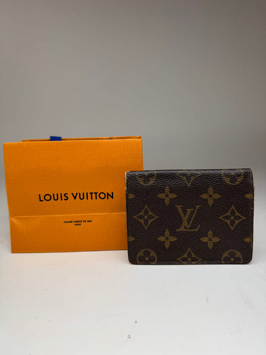 Vintage Louis Vuitton Leather monogram Card Holder Brown