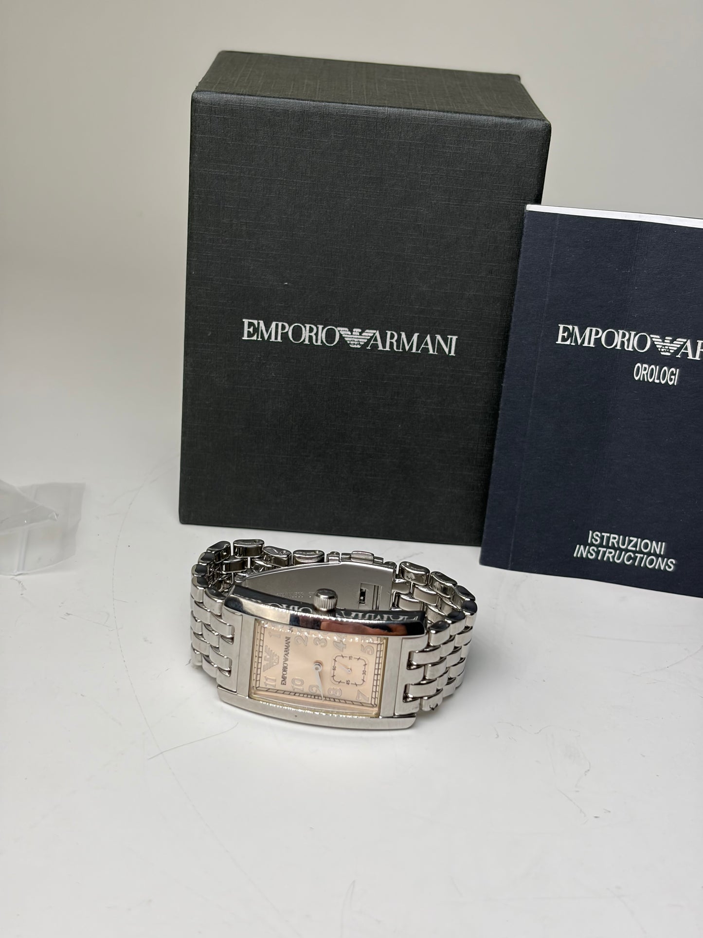 Vintage Emporio Armani Bracelet Watch Silver Cream