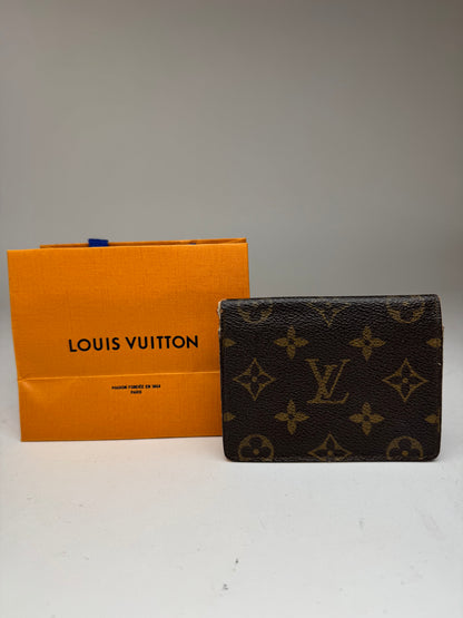 Vintage Louis Vuitton Leather monogram Card Holder Brown
