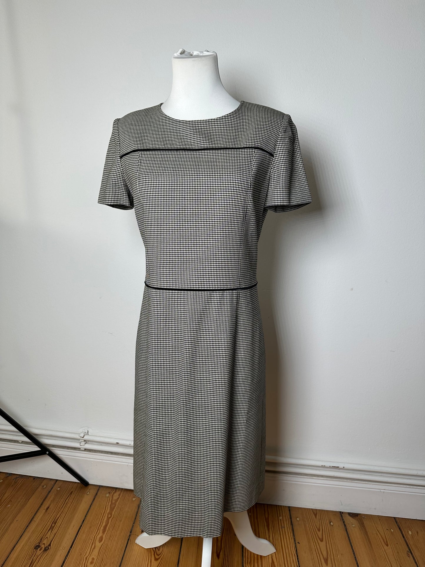 Vintage Courreges Checked Dress Black White M