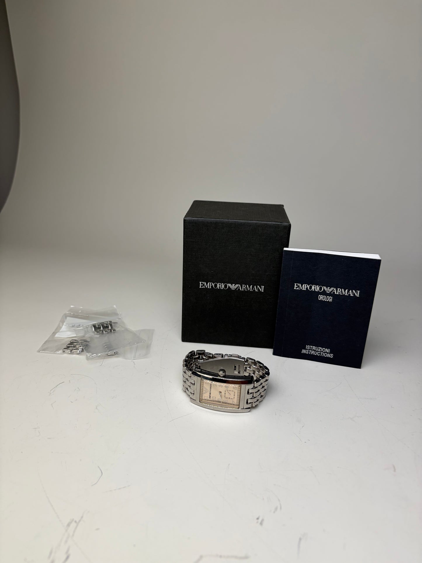 Vintage Emporio Armani Bracelet Watch Silver Cream