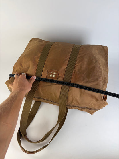 Vintage Courrèges Nylon Tote Bag Late 1990s Brown Orange