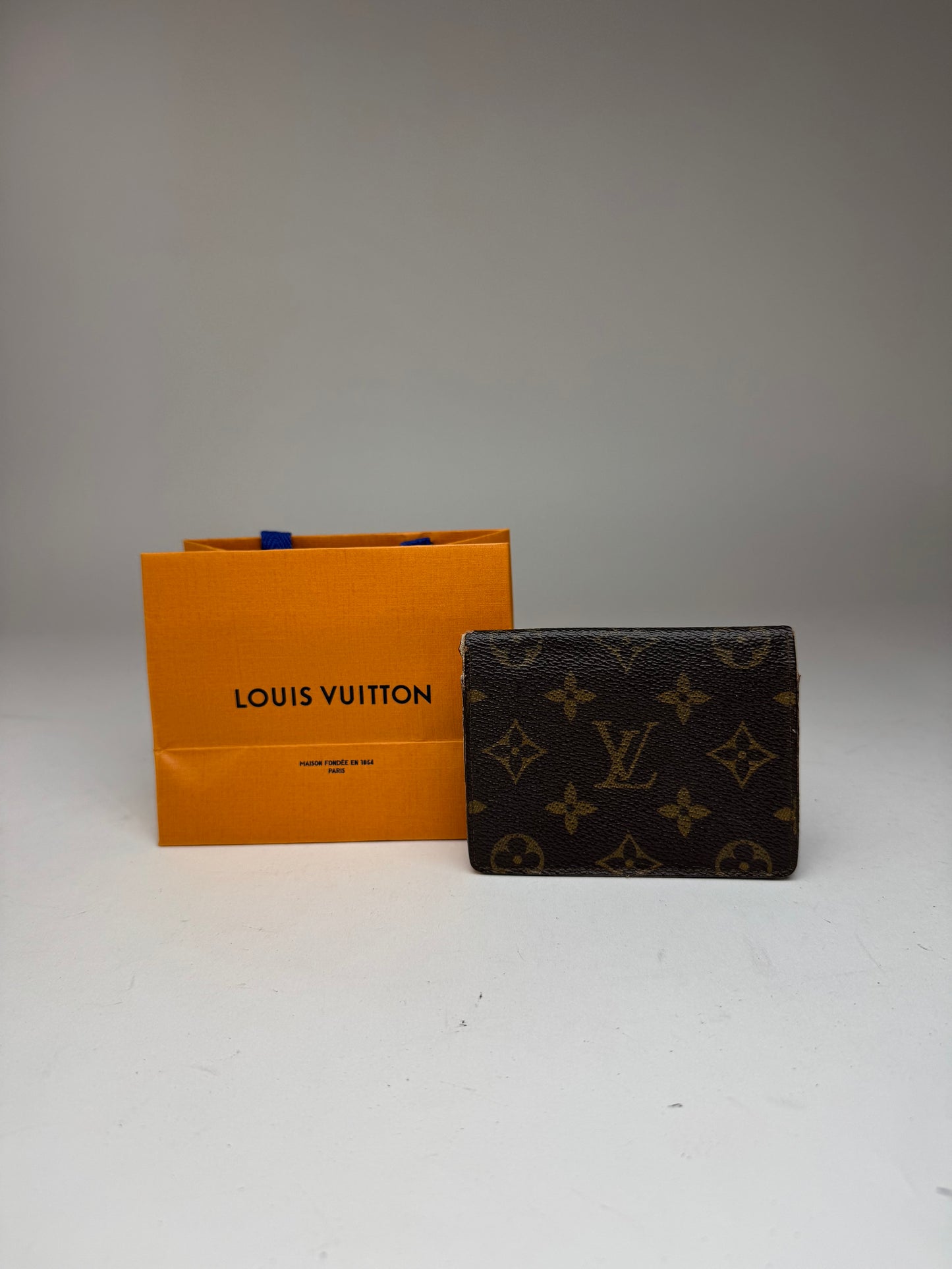 Vintage Louis Vuitton Leather monogram Card Holder Brown