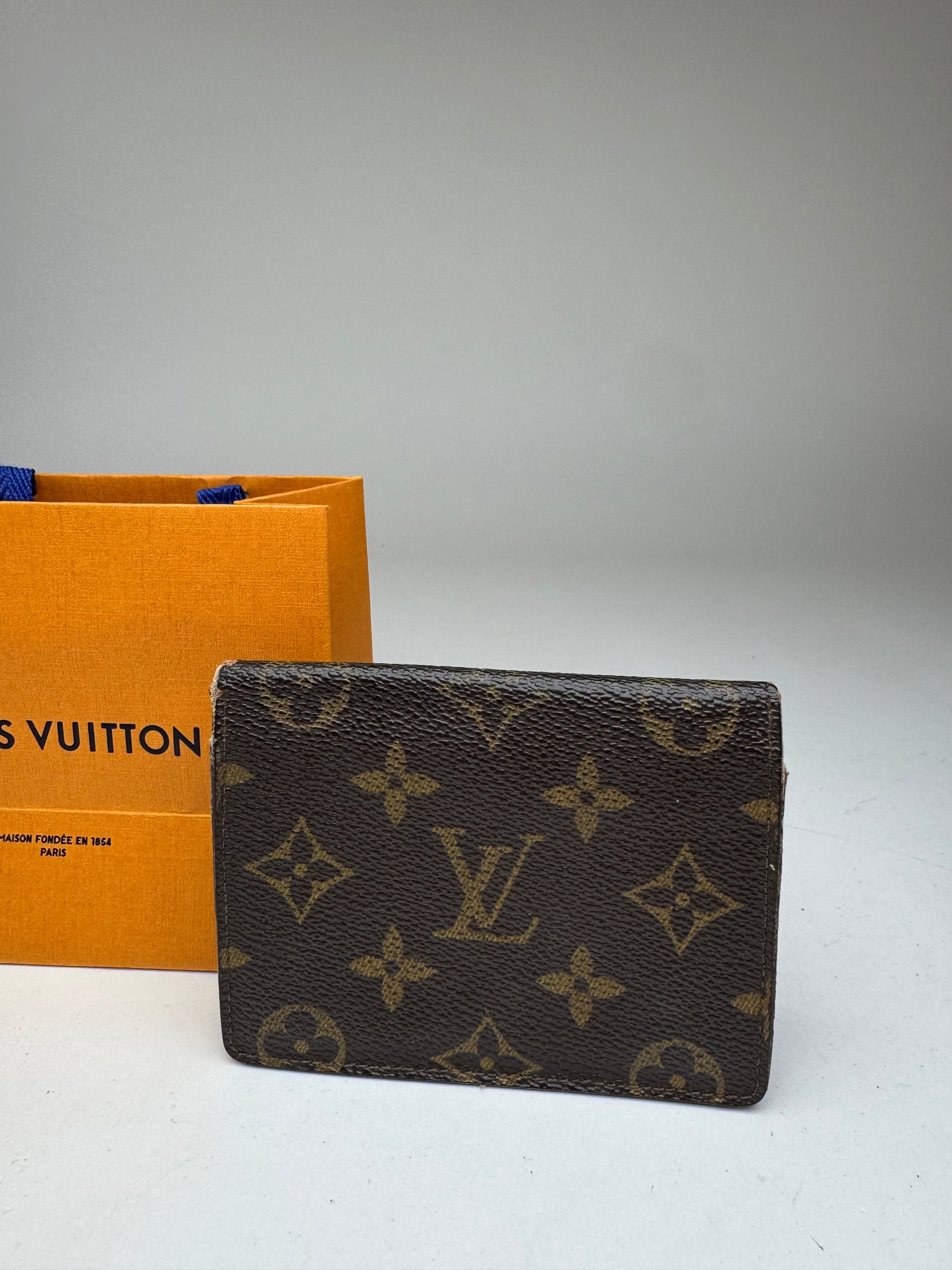 Vintage Louis Vuitton Leather monogram Card Holder Brown